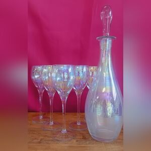 Iridescent Tuscany Wine Glass Set with Decanter